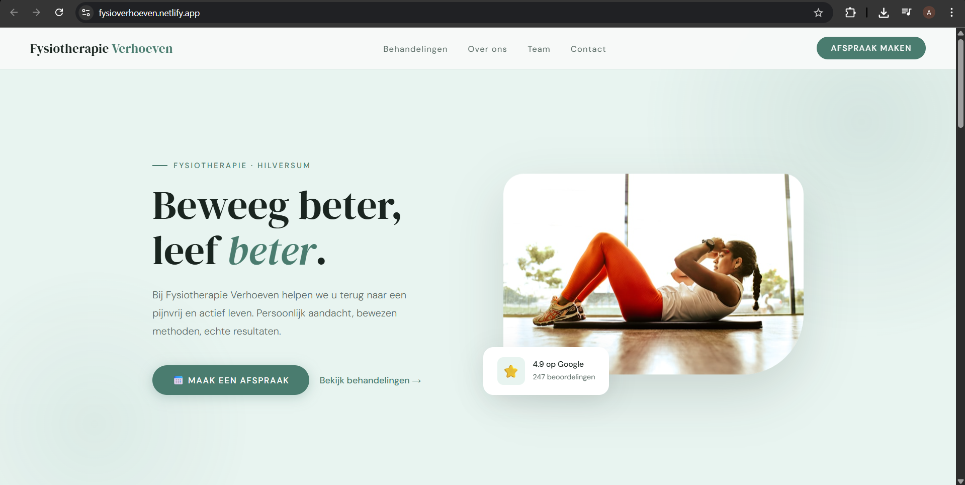 Fysiotherapie Verhoeven – Website Template