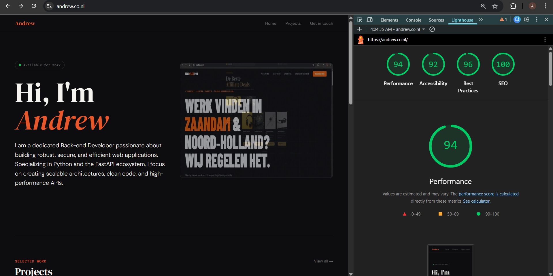 Andrew.co.nl – Personal Portfolio with Custom CMS